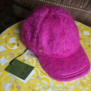 ⭐️ONE DAY SALE! NWT Gucci Mohair GG Lauren Baseball Hat Fushia Size L Stretchy Gucci pink hat – Daniello.com main image 4